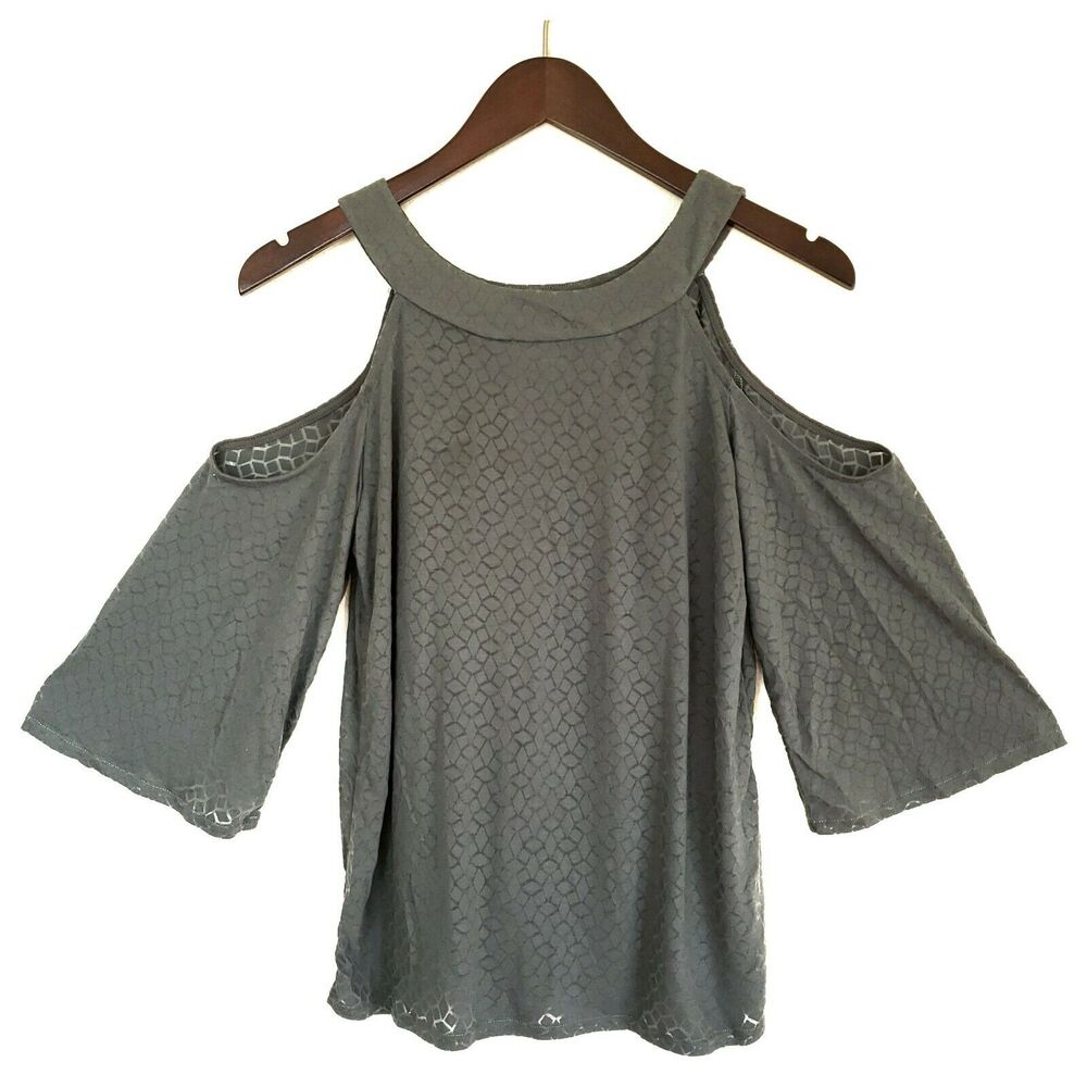 BAILEY 44 crewneck 3/4 sleeve cold shoulder top shirt blouse green Size XS NEW